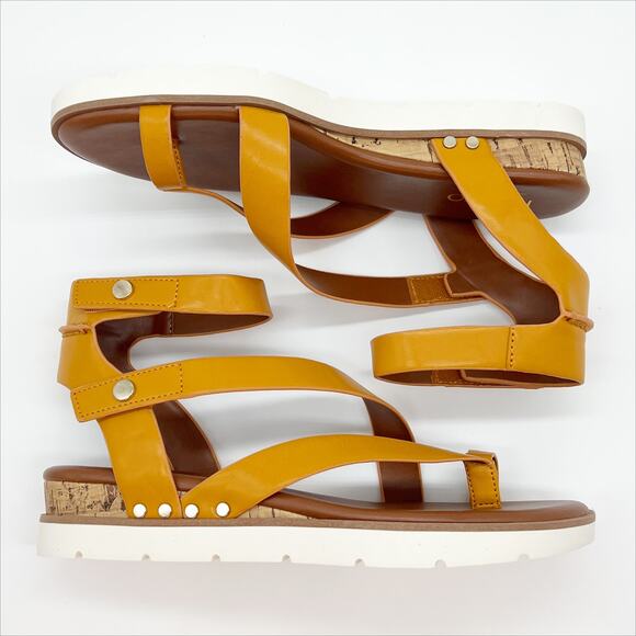 Franco Sarto Daven Sport Gladiator Mustard Yellow Tan Sandals Womens Size 7.5 - Picture 7 of 10